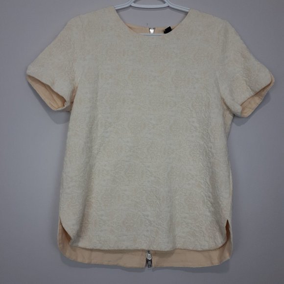 J. CREW Jacquard Back Zip Top - Picture 2 of 6